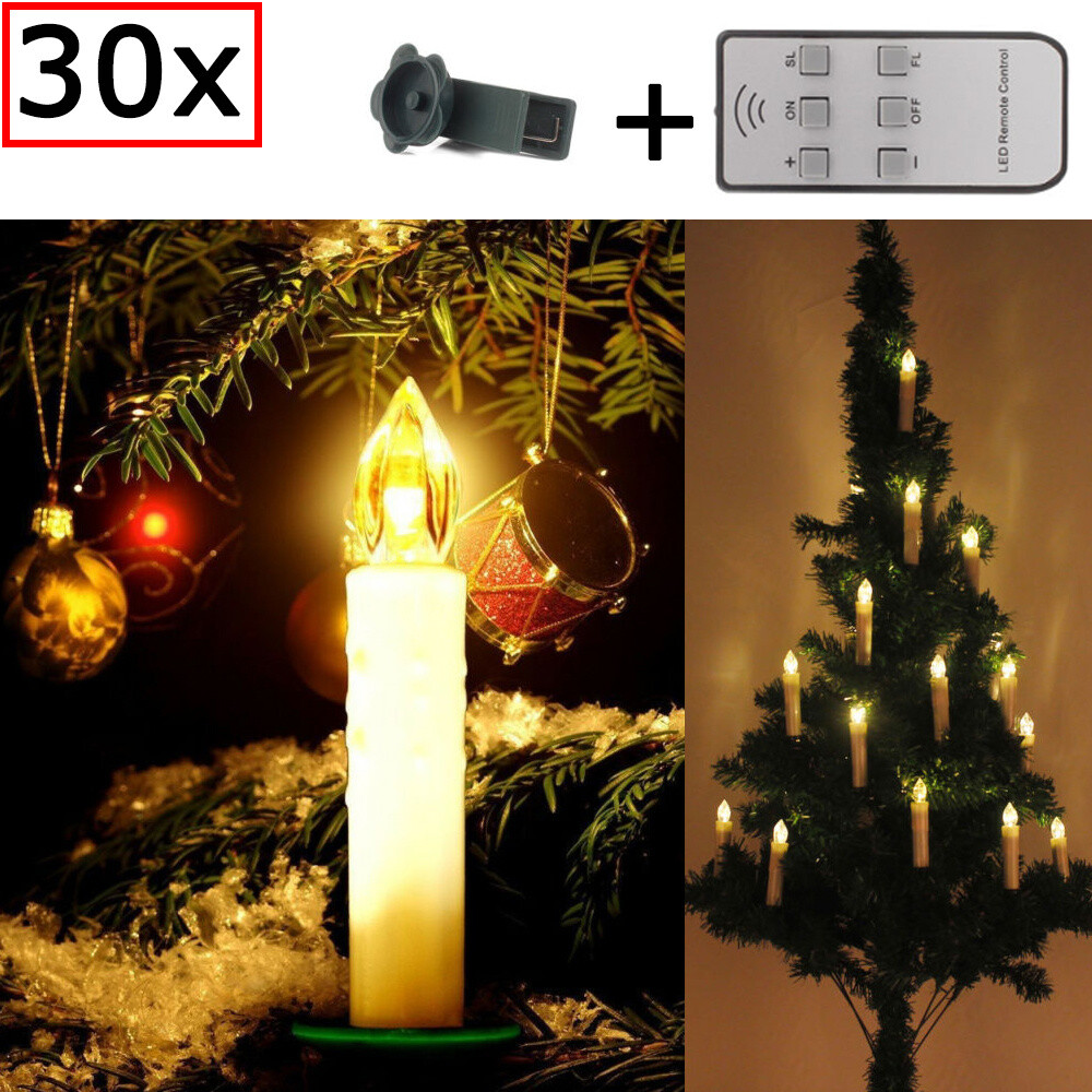 30 LED Kabellose Weihnachtskerzen Weihnachtsbaum Kerzen Beleuchtung