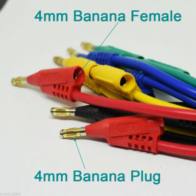 1pcs KT4ABD51 1M/3.3ft Moulded 4mm Copper Banana Plug Silicone Test Lead Cable