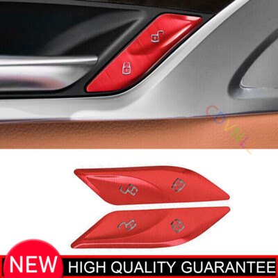 Car Inner Door lock button Sticker Trim For BMW 5 Series G30 18-22 Red Aluminum