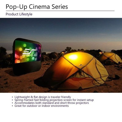 Pop-up Cinema Portable Outdoor Fast Folding Projector Screen Self Standing 84-in