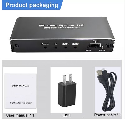 8K 60Hz HDMI Splitter 1 In 2 Out 4K@120Hz HDMI 2.1 Selector 1x2 for PS5 Xbox PC