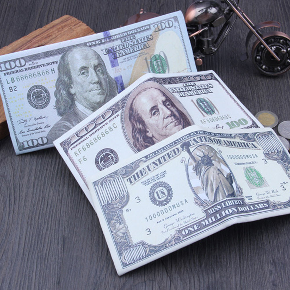 LEATHER BI-FOLD Men's Wallet ~ BENJAMIN FRANKLIN 100 DOLLAR BILL ~ 