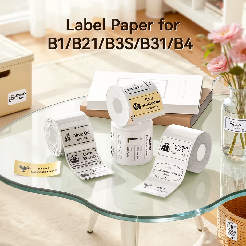 1 Roll White/Cold Thermal Adhesive Label for B1 B21 B3S B31 B4 Anti-Oil Tear-Re