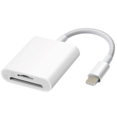 Memory Card Reader TF & SD Card Camera Reader Adapter for iPhone iPad WHITE