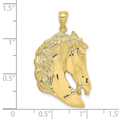 Pre-owned Superdealsforeverything Real 10kt Yellow Gold Horse Head W/long Mane Charm