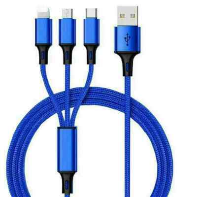 2Pack 3 in 1 USB Charging Cable Universal Multi Function Cell Phone Charger Cord