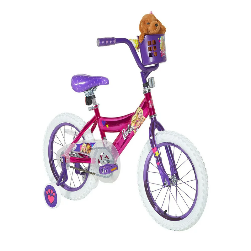 Barbie 16" Girls Bike with Training Wheels Single Speed Handlebar Basket Ships f