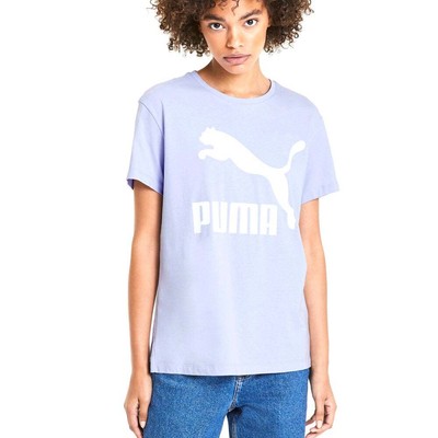 

Puma Classics Logo Футболка с круглым вырезом и коротким рукавом Женские фиолетовые повседневные топы 5955, Фиолетовый