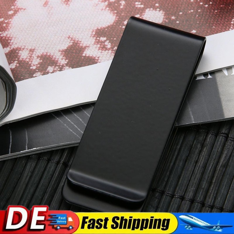 Metall-Edelstahl-Geldscheinklammer-Halter-Faltkragenklammer (Schwarz)