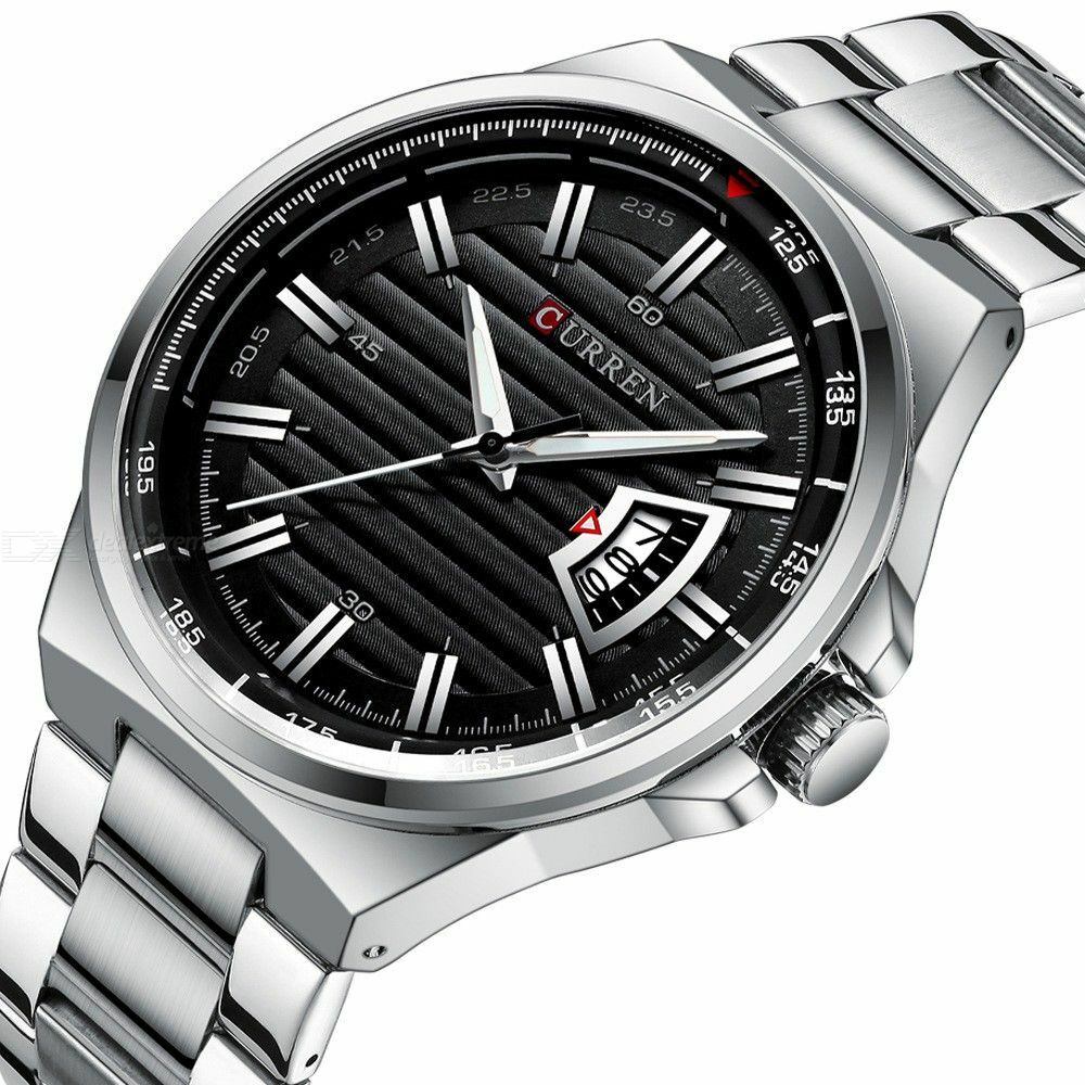 Orologio Da Polso Curren 8375 Uomo Analogico Quarzo Luxury Silver Nero lac 1