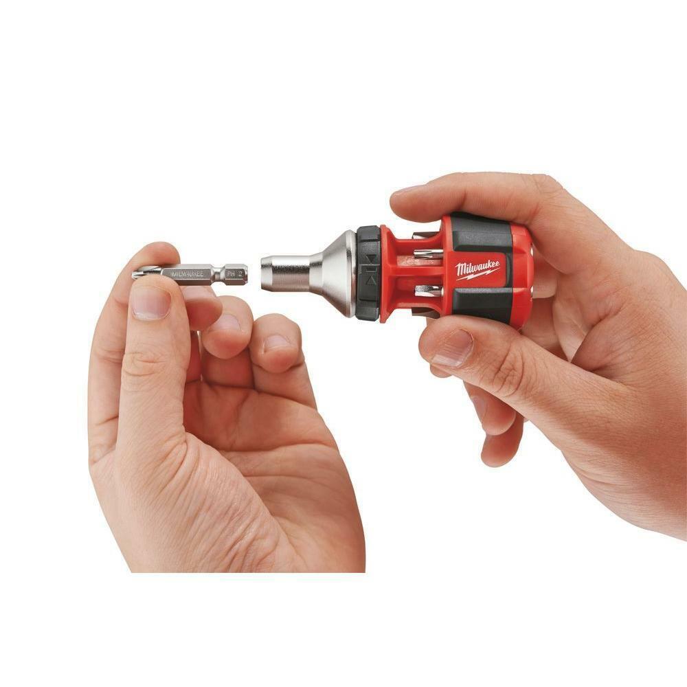 MILWAUKEE 8 in 1 High Torque Compact Ratchet Multi-Bit Driver Screw Screwdriver