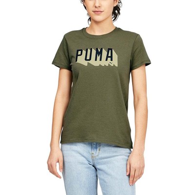 

Женские зеленые повседневные топы Puma 80S Graphic Crew Neck с коротким рукавом 671370-, Зеленый
