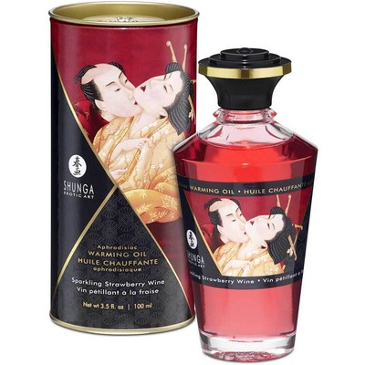 Shunga Warming Massage Oil, Strawberry, 3.5 Fluid Ounce