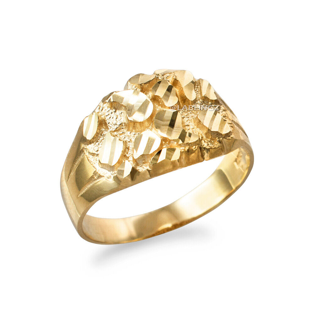 Pre-owned La Blingz Gold Midsize Sparkle Cut Nugget Ring (yellow, White, Rose Gold, 10k 14k) In Yellow Gold