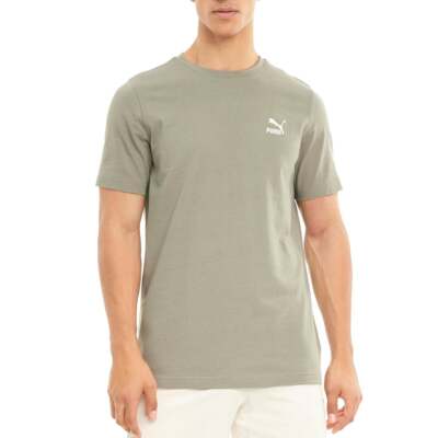 

Puma 599795-73 Мужская классическая футболка с круглым вырезом и короткими рукавами с вышивкой Повседневная, Grey, Puma Classics Embroidery Crew Neck Short Sleeve