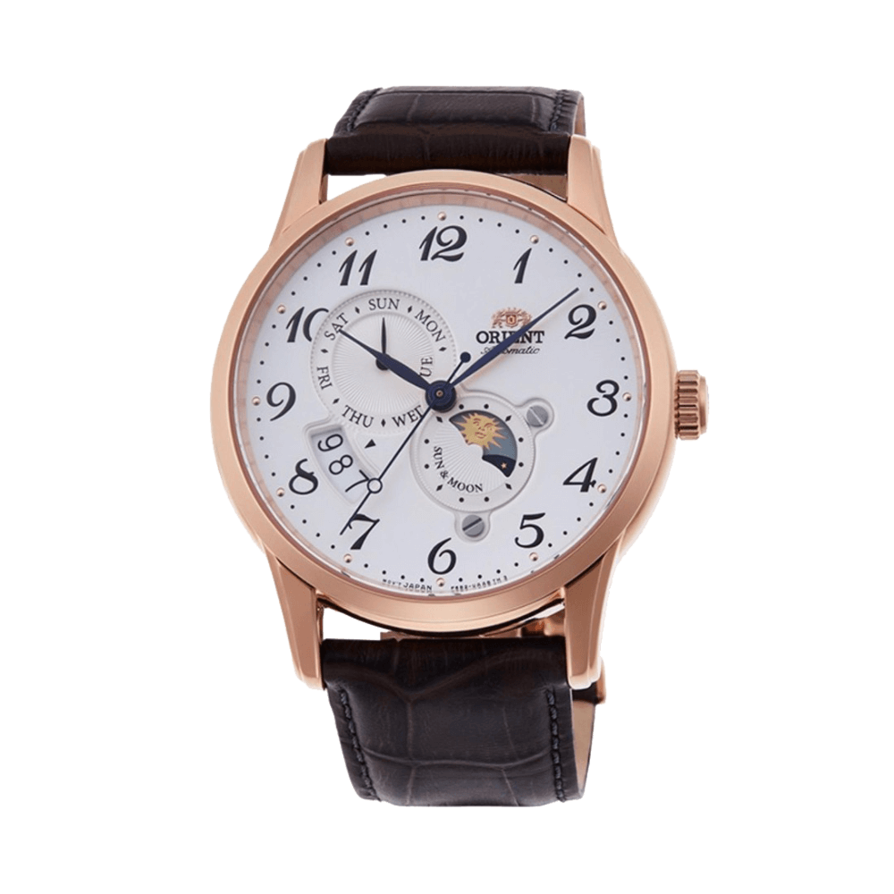 Pre-owned Orient Sun Moon V4 Ak0001s White Dial Sapphire Crystal Day Date Made In Japan