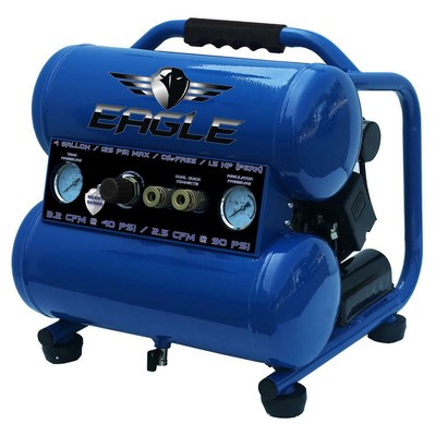 Eagle Silent Portable Electric Air Compressor Oil Free Single Stage 1.5 HP 4 Gal