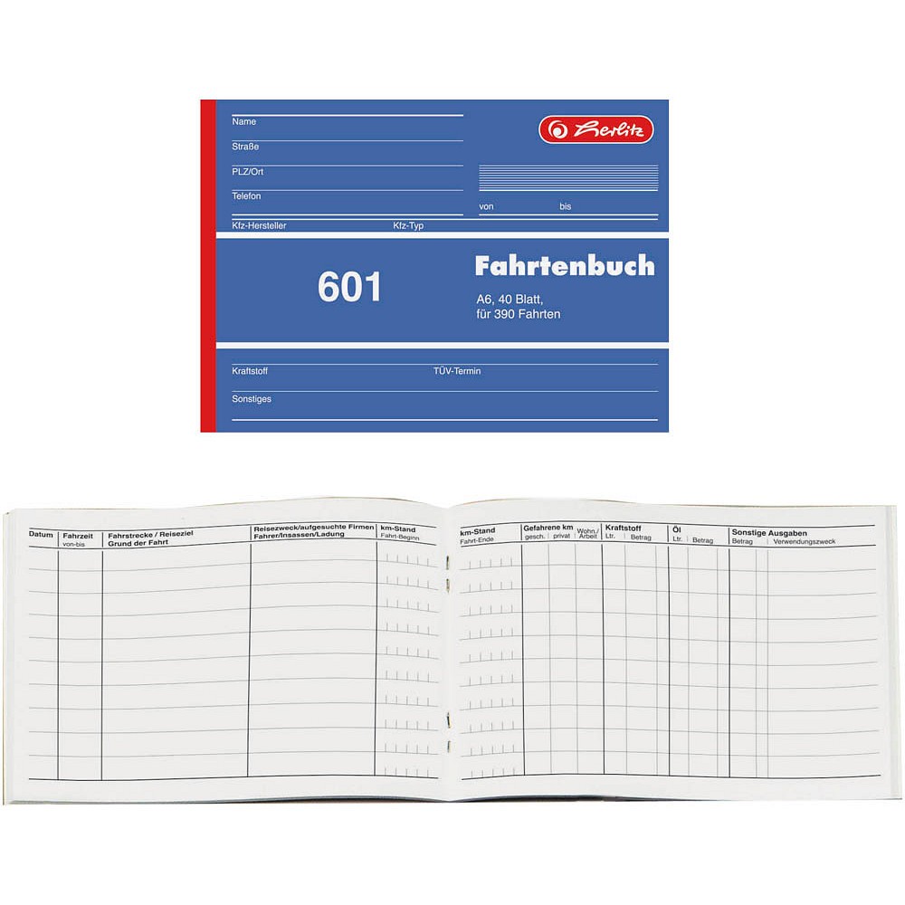 10 Fahrtenbücher herlitz 601 Pkw Kraftstoffverbrauch Formularbuch je 40 Blatt A6