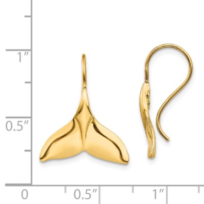 Pre-owned Superdealsforeverything Real 14kt Yellow Gold Whale Tail Wire Earrings