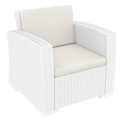 Monaco Resin Patio Club Chair White with Sunbrella Natural Cushion