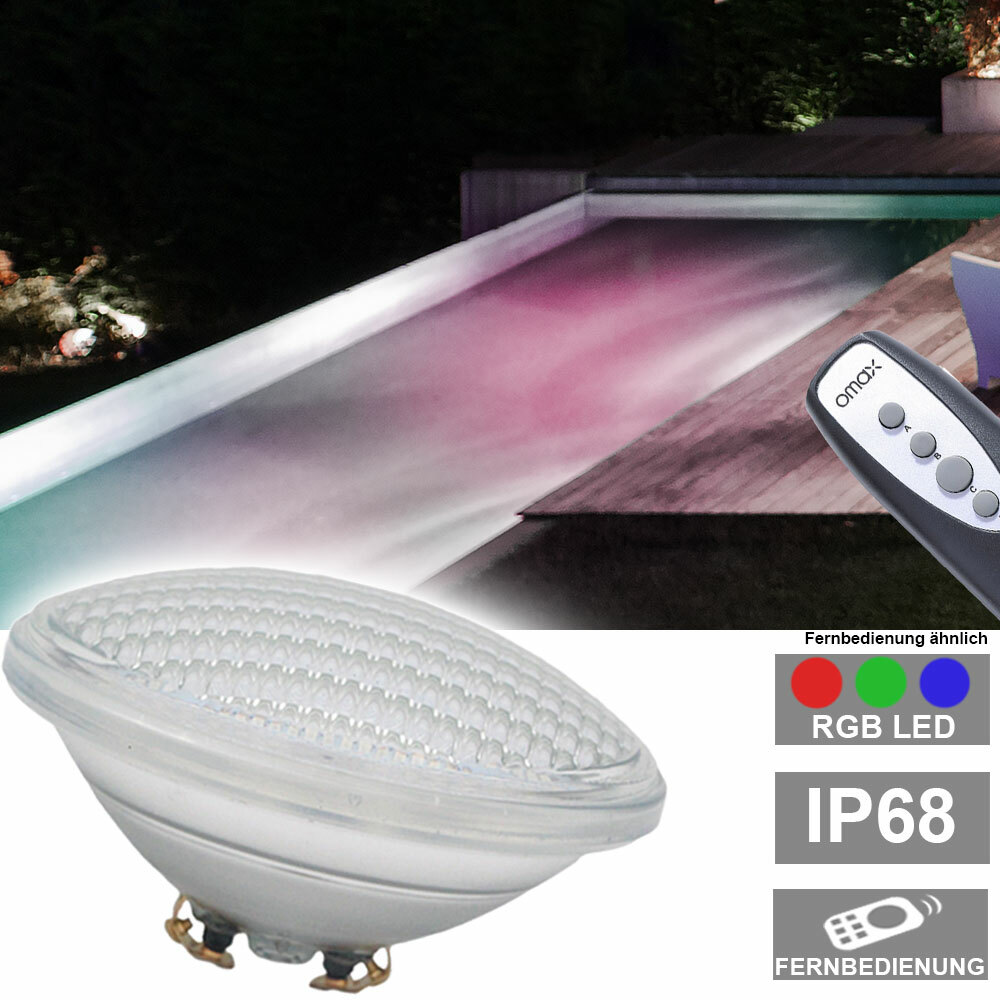 RGB LED 12W Pool Leuchtmittel PAR56 Farbwechsel Scheinwerfer Lampe FERNBEDIENUNG