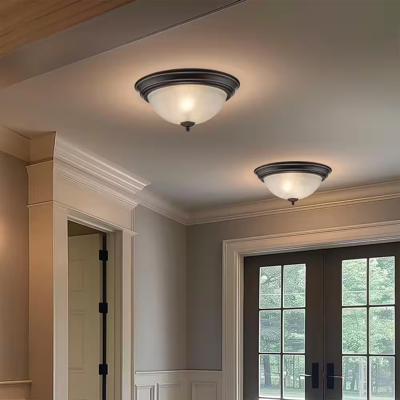 Flush Mount Ceiling Light Oil Rubbed Bronze Glass Light Fixture 2 Pack E26 Lamp