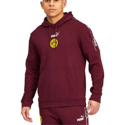 Пуловер Puma Bvb Ftblcultural Hoodie Мужские красные пальто Куртки Верхняя одежда 758109-08