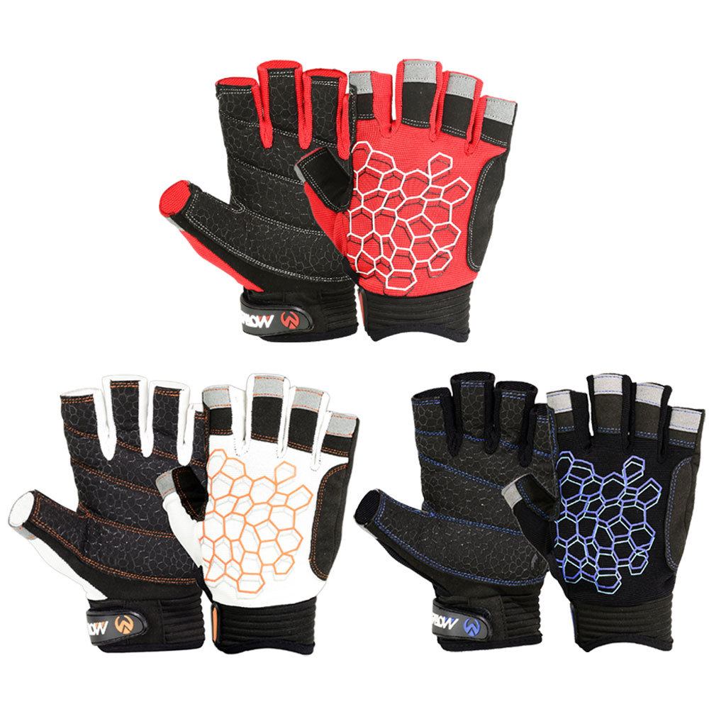 New Sailing Glove Short Finger Yachting Rope Fishing Kayak Dinghy Gloves BLK Red
