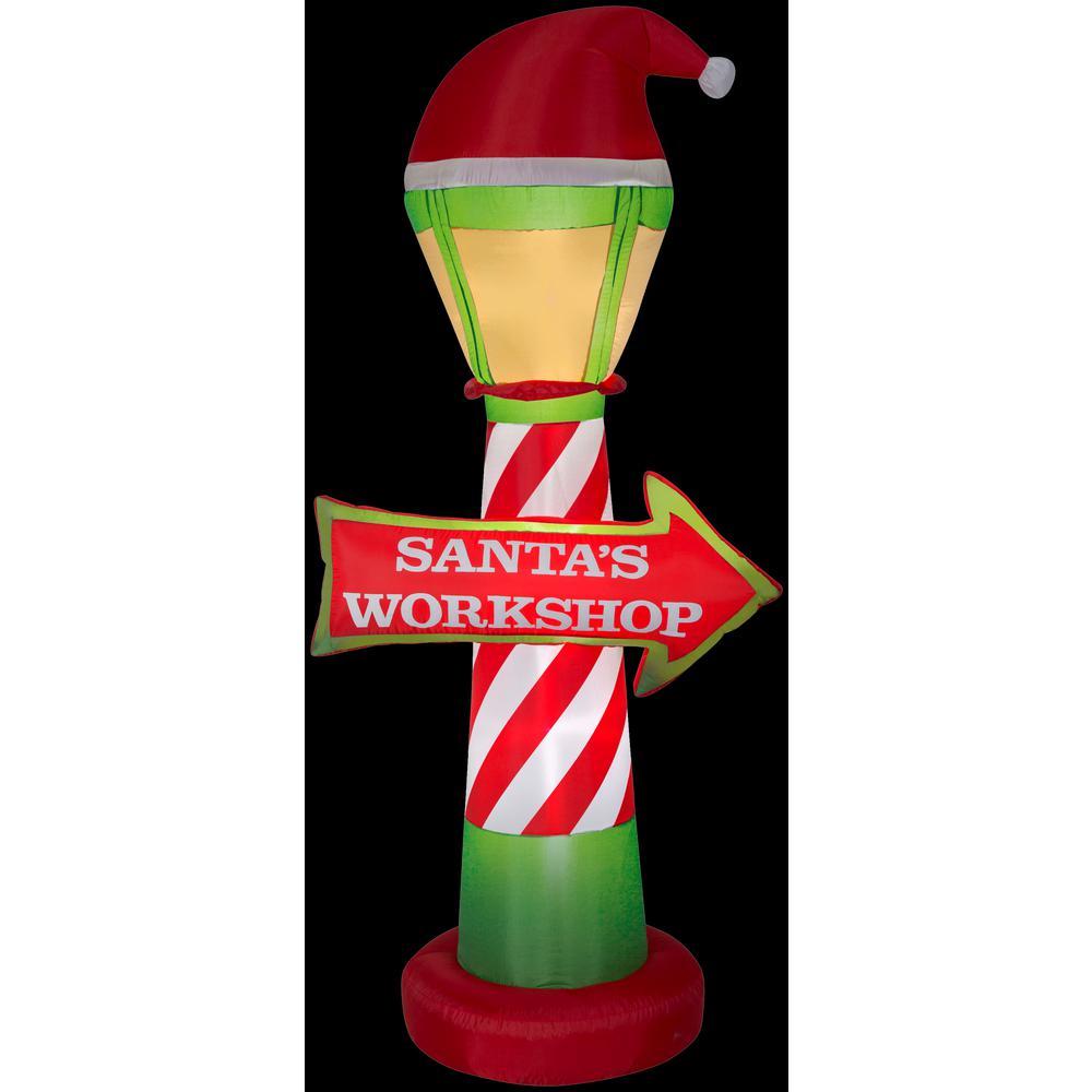 Christmas Inflatable 7 ft. H Santa's Workshop Lamp Post and Sign Christmas Decor