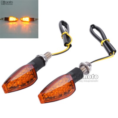 2 x Universal Motorcycle Amber LED Turn Signal Indicators Light Blinker Lamp