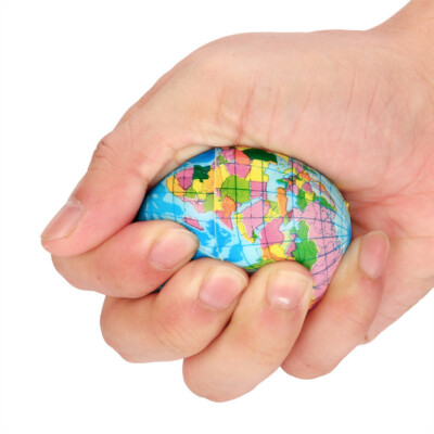 Stress Relief World Map Globe Squeeze Ball Hand Wrist Finger Sponge Toy