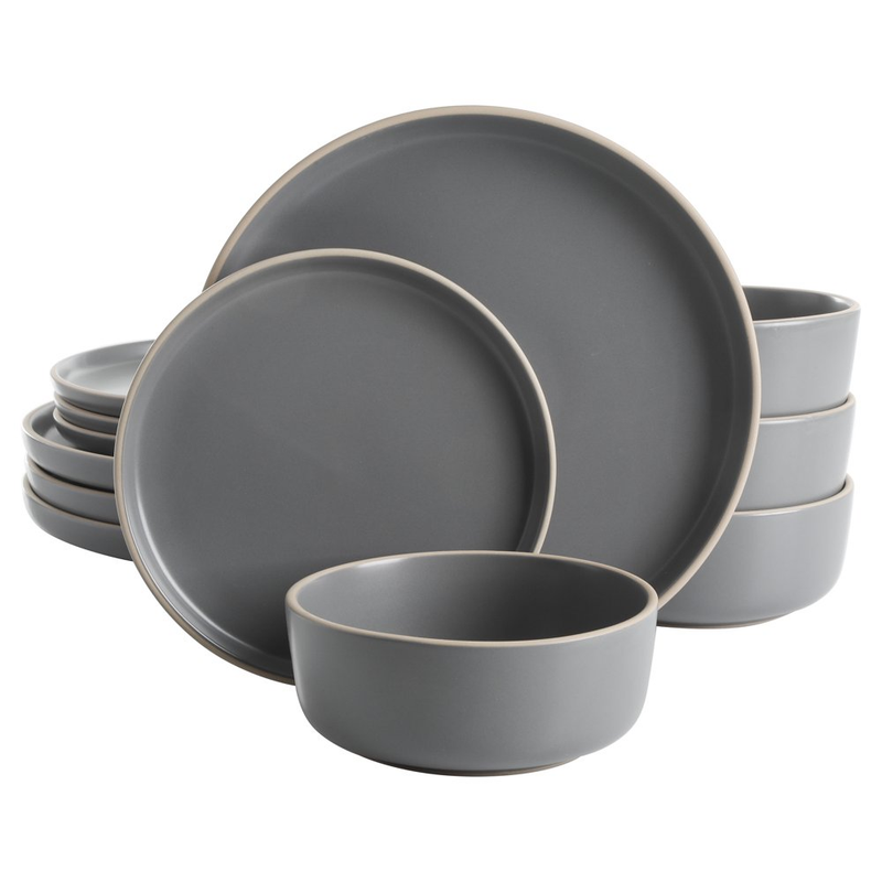 DINNERWARE SETS Stoneware Ceramic12-Piece Set Multiple Colors
