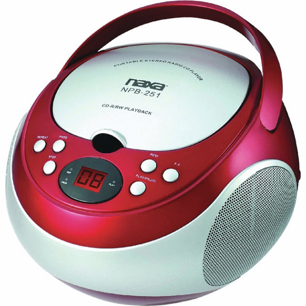 NAXA Electronics NPB-251BU Portable CD Player w/ AM/FM Tuner-Red
