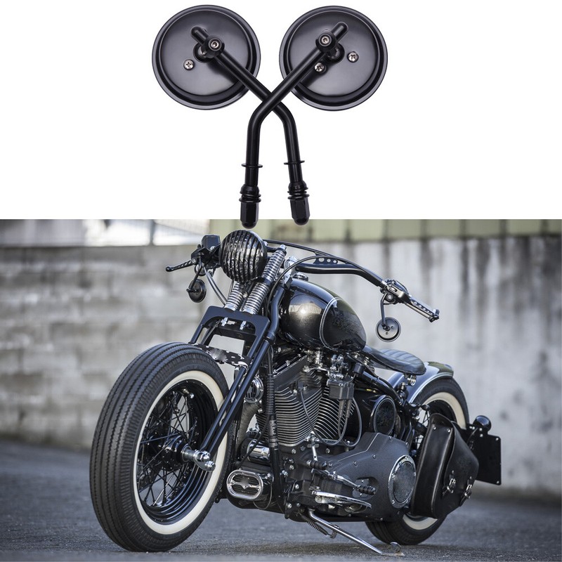 8mm Tapered Motorcycle Teardrop Mirrors – Sleek Chrome Short Stem Replacement For Harley Models 1982-2020!