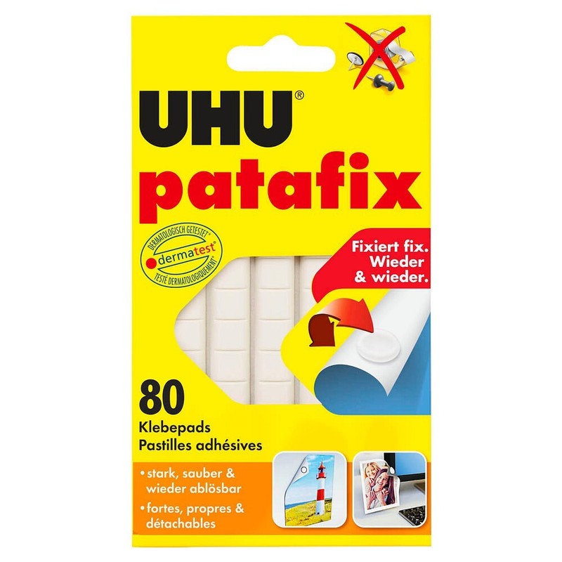 Uhu Klebepads Patafix Klebegummis Klebeknete, 80 StÃ¼Ck Wieder AblÃ¶Sbar, WeiÃ