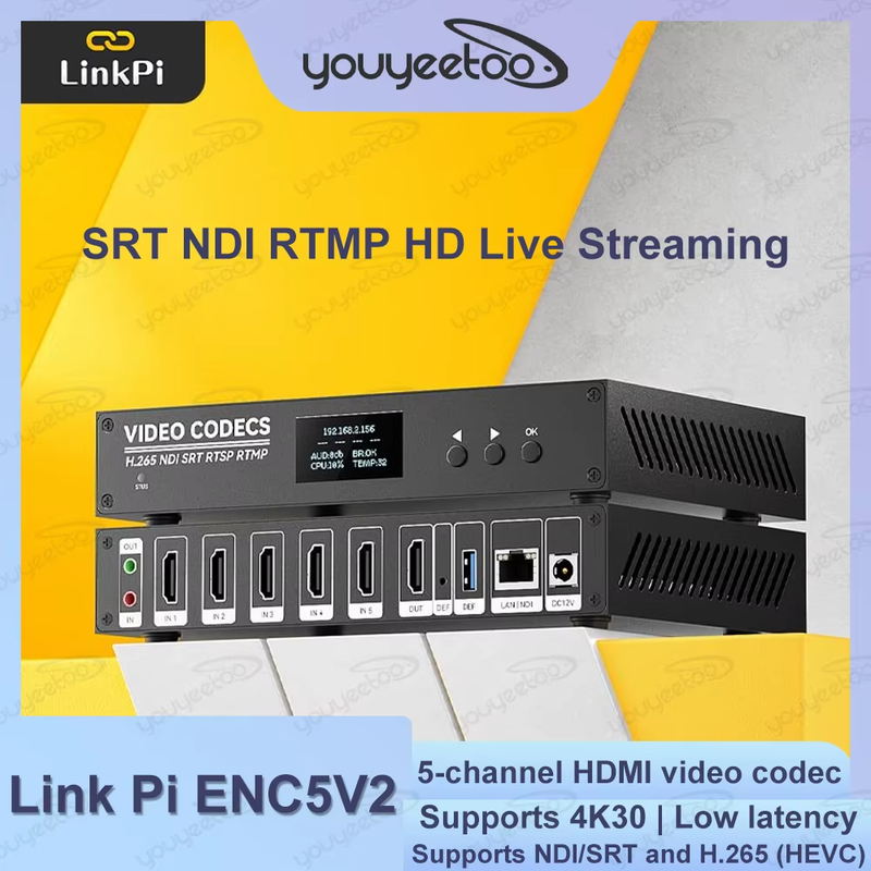 Link Pi ENC5-V2 5-port HDMI Encoder 4K@30fps Decoder 1080P NDI HX SRT RTMP RTSP