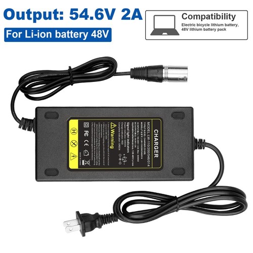 110W 54.6V 2A XLR Lithium Battery Charger for 48V Electric Bike Mobility Scooter