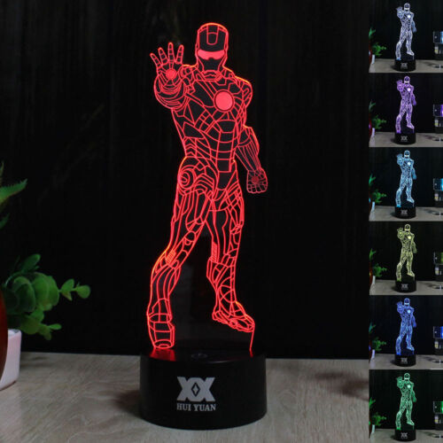 Color:Superhero Iron Man:Star Wars Dragon Ball Z 3D LED Night Light Touch Table Desk Lamp Gift 7 Color