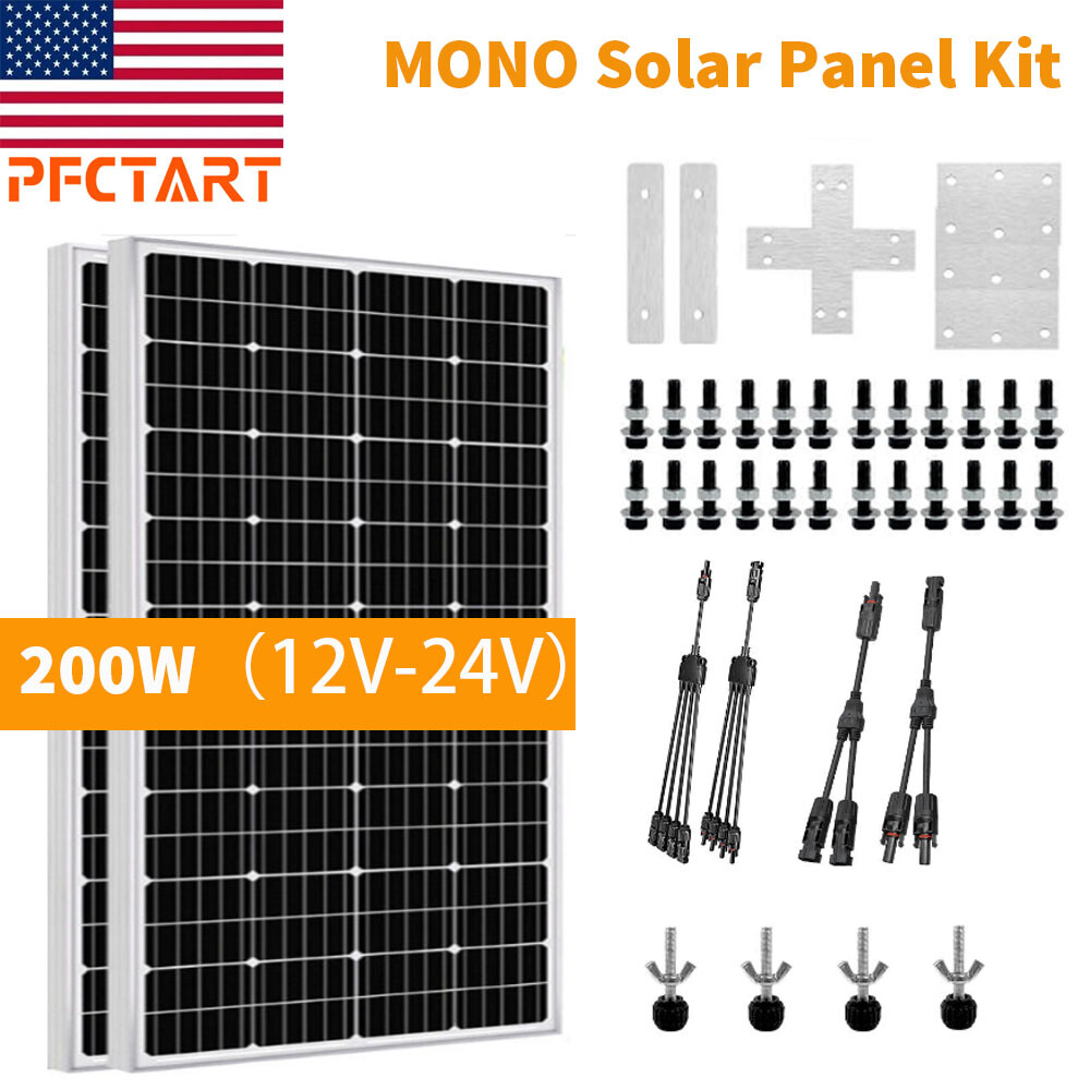 100W 200W Solar Panel Kit 12V/24V High-Efficiency Module for Home RV Battery NEW
