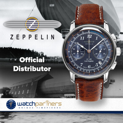 ModeSens Dial Watch Chrono Los 42mm Case Blue 7614-3 Lz126 Zeppelin Angeles Pre-owned Tachymeter Ss |