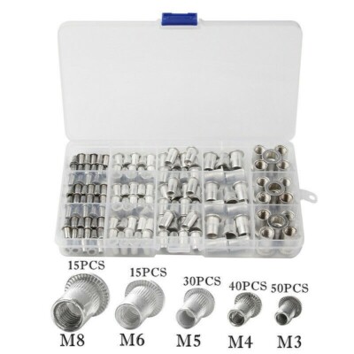 150pcs Assorted Aluminum Rivet Nut Kit Set Metric Rivnuts Nutsert M3 M4 M5 M6 M8