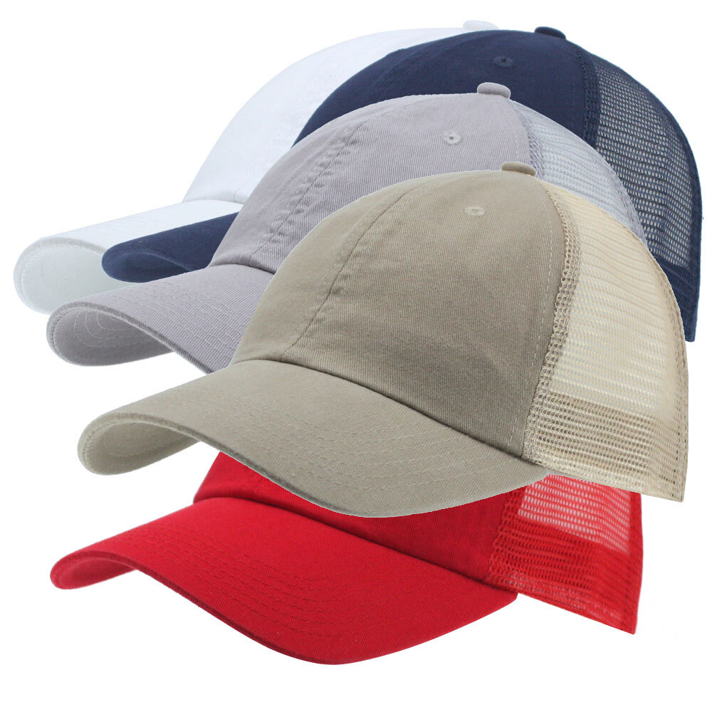 NEW Solid Washed Cotton Unstructured Soft Mesh Adjustable