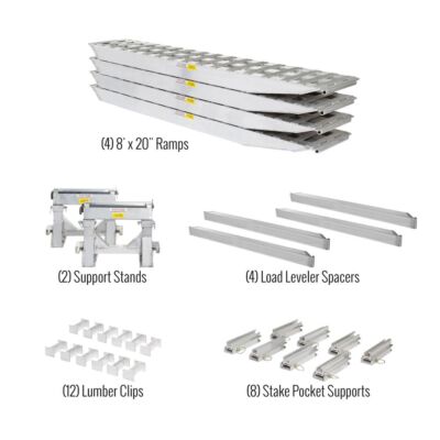 8' L x 20'' W 4 Bunk Load Leveler / 4 Ramp System for 26'' H Step Deck Trailers -