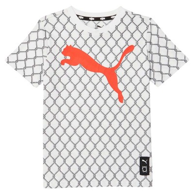 

Футболка Puma Basketball Aop с круглым вырезом и короткими рукавами, белые повседневные топы для молодых мальчиков, Белый, Puma Basketball Aop Crew Neck Short Sleeve T-Shirt Youth