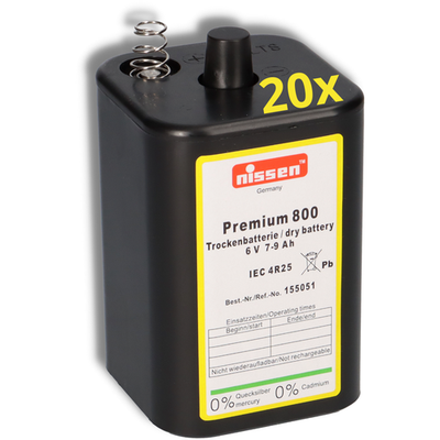 20x Nissen 4R25 Premium 800 - 6V 7-9Ah 6 Volt Hochleistungs- Blockbatterie