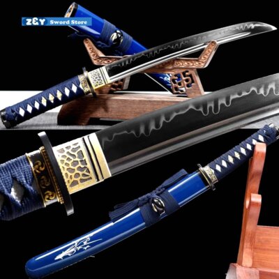 20''Tanto Japanese Samurai Short Sword Clay Tempered T10 Steel Mini Katana Sharp