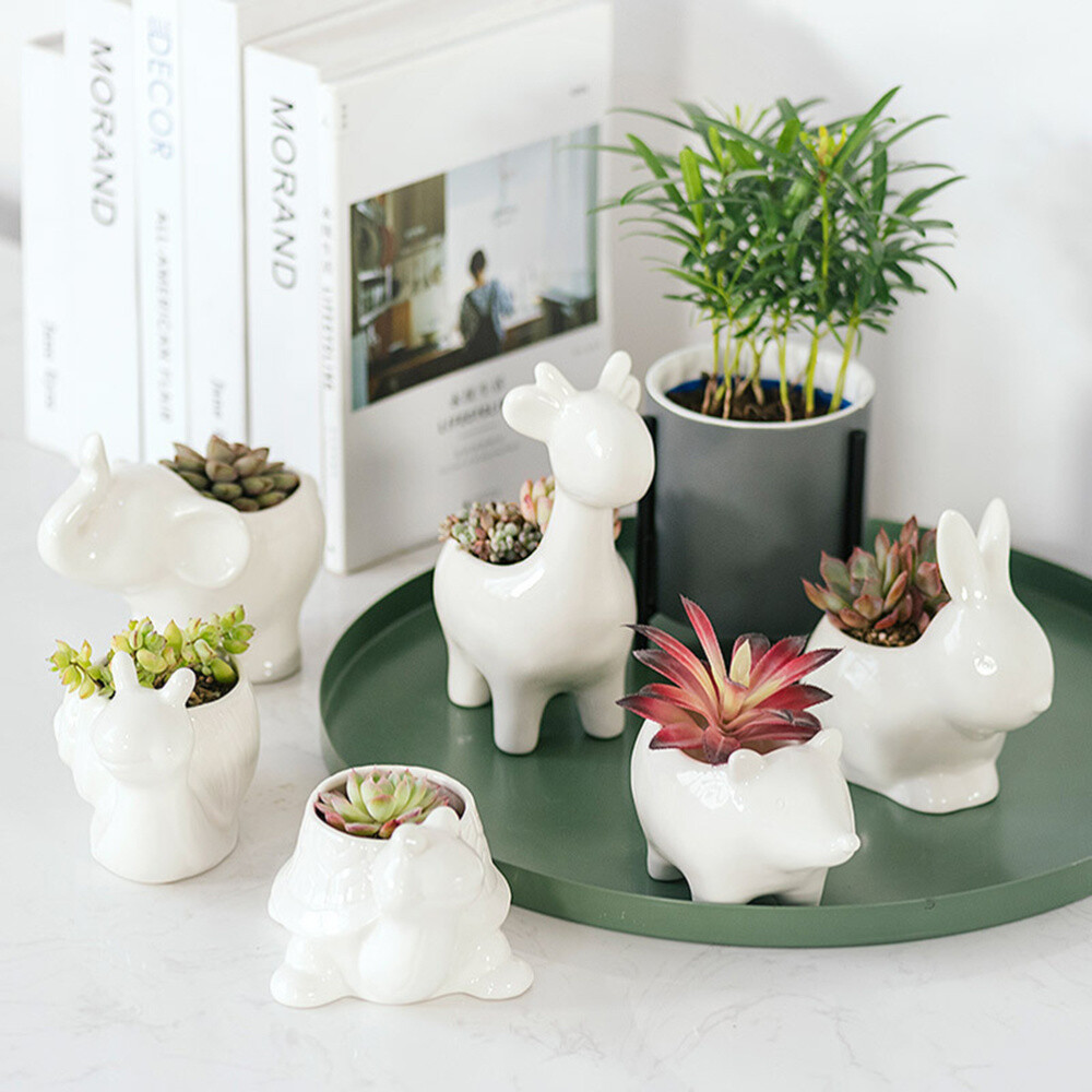 Home Cute Animal Desk Flowerpot Ceramic Flower Pot Planter