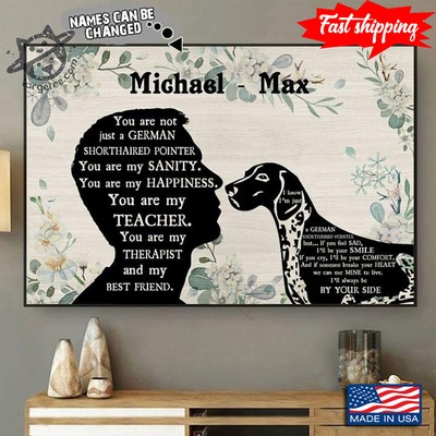 Vintage Floral Theme Customized Name Boy &amp German Shorthaired Pointer Silh...