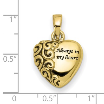 Pre-owned Superdealsforeverything Real 10k Yellow Gold Heart Remembrance Ash Holder Pendant