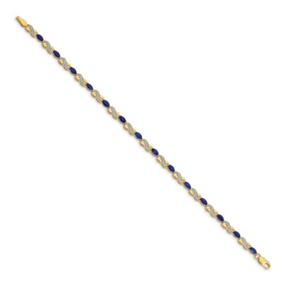 Pre-owned Superdealsforeverything Real 14kt Yellow Gold Diamond And Sapphire Infinity Chain Bracelet; 7 Inch